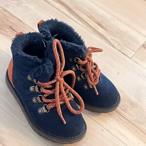 Children's Cozy Navy and Orange Boots